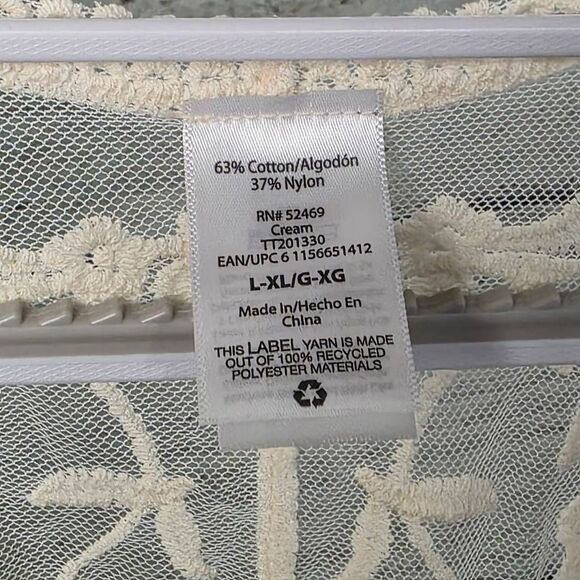 Time and Tru Cream Sheer Embroidered Kimono L/XL - Picture 7 of 8